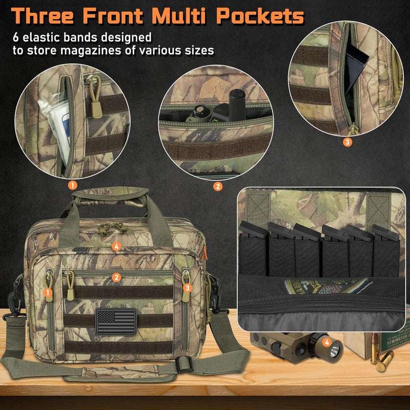ITHWIU Pistol Case, Gun Range Bags For 2 Pistols 6 Magazines Carrying Shooting Bag with Lockable Zipper for Shooting Range Outdoor Hunting - Image 5